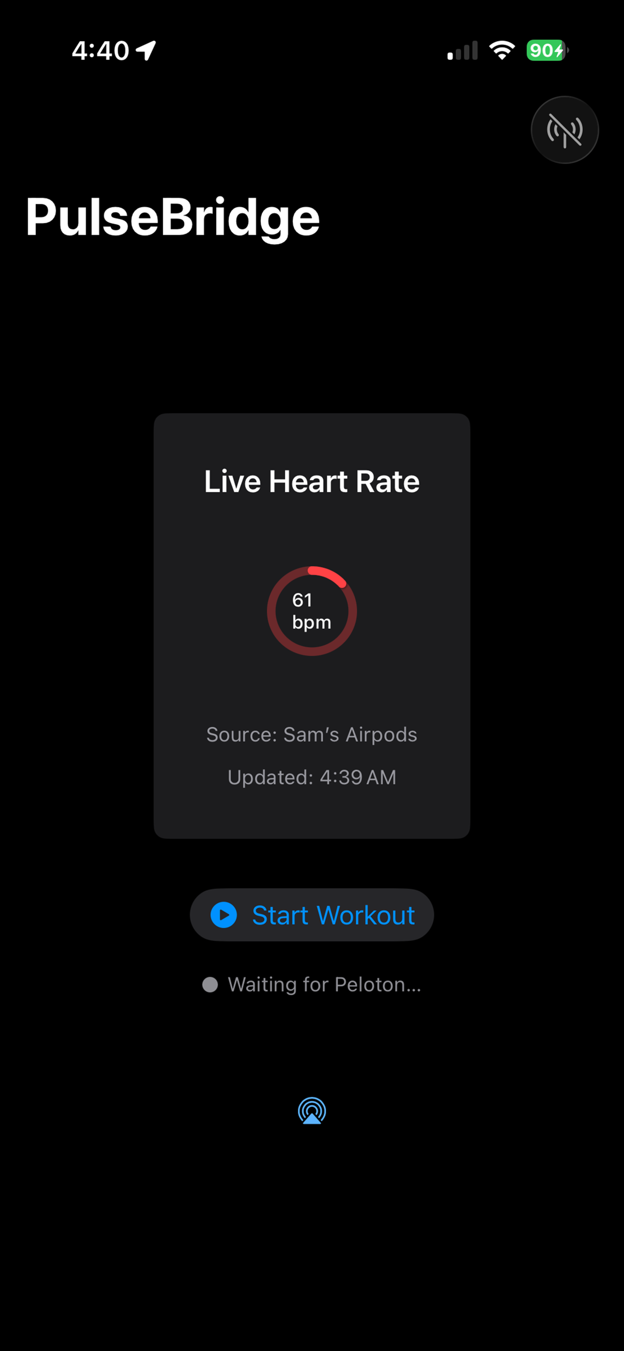 Start Workout Screenshot